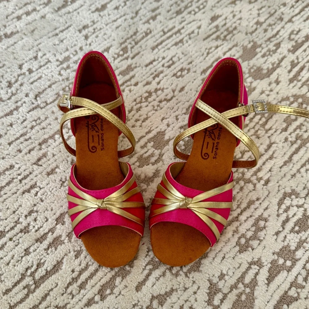 Girls' Pink and Gold Dress Sandals